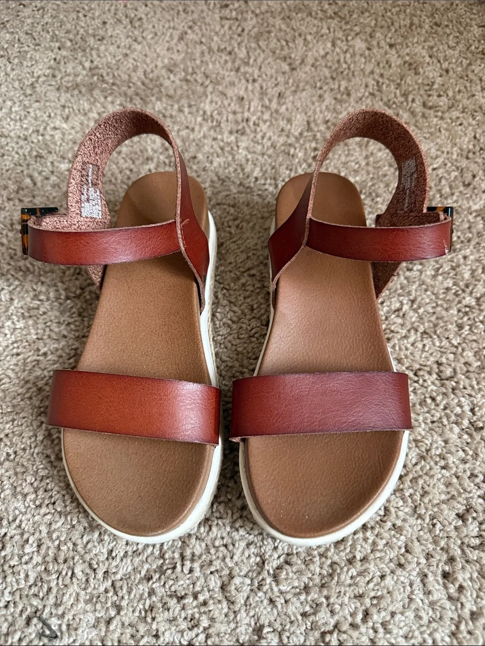 Mia Brown Leather Strap Platform Sandals